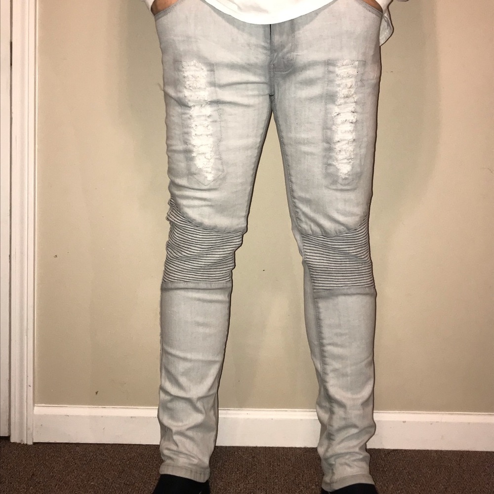 Bleach Blue Moto Skinny Jeans ‼️